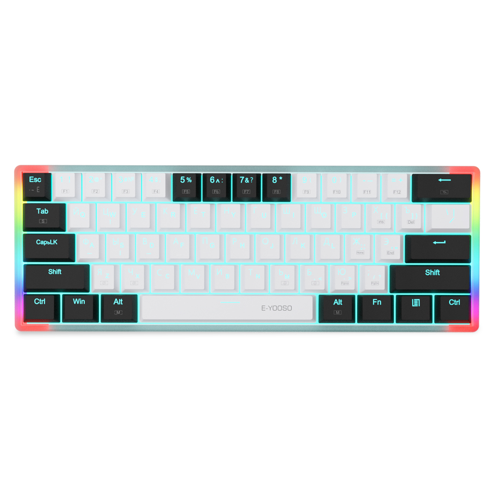 Keyboard Gaming Blue Switch - E-YOOSO Z11T USB 60% ミニメカニカルゲーミングキーボード。青軸/赤軸、61キー、有線接続、持ち運び可能で、旅行やパソコンでの使用に最適。