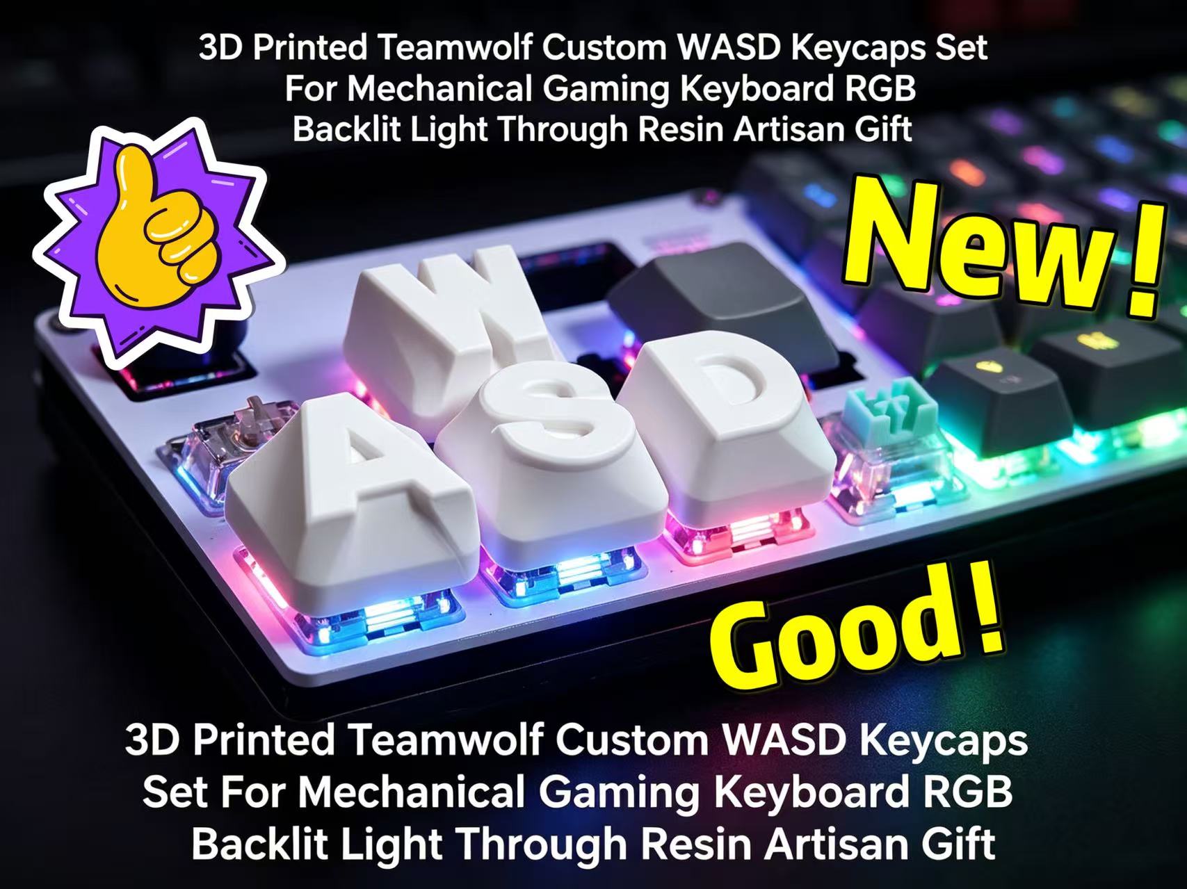 2026 3D プリントされたチームウルフカスタム WASD - Gaming Keyboard 2026 のレビューと価格